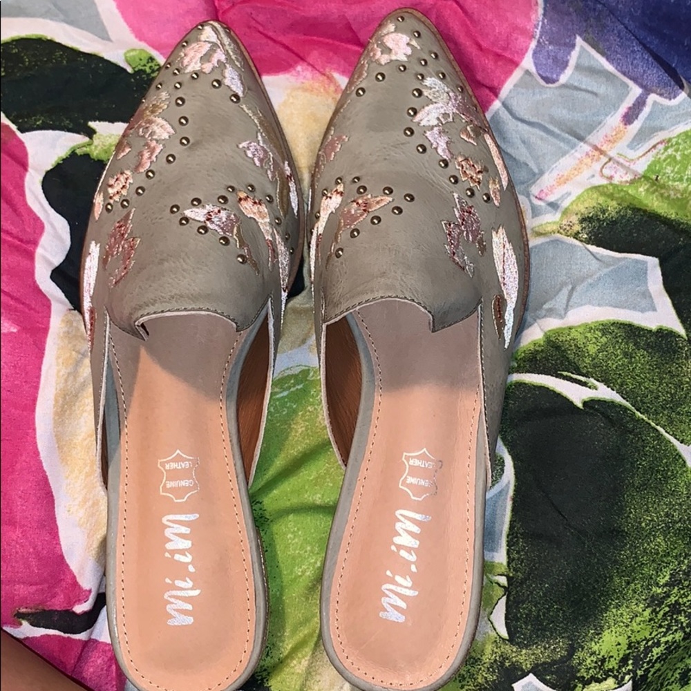 Mint grey flats